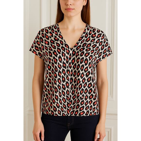 Milly Animal Print Silk Top - Picture 1 of 8